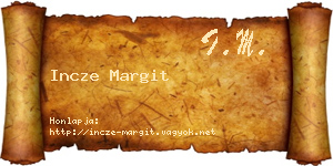 Incze Margit névjegykártya